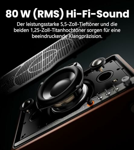 Nahaufnahme von Lautsprechern mit Hi-Fi-Sound