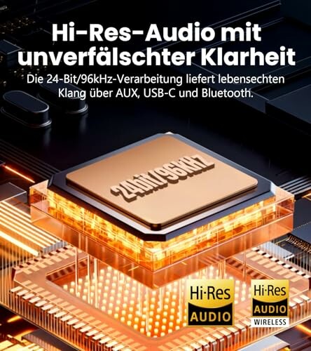 Hi-Res-Audio-Chip mit Klarheit und 24-Bit/96kHz-Verarbeitung.