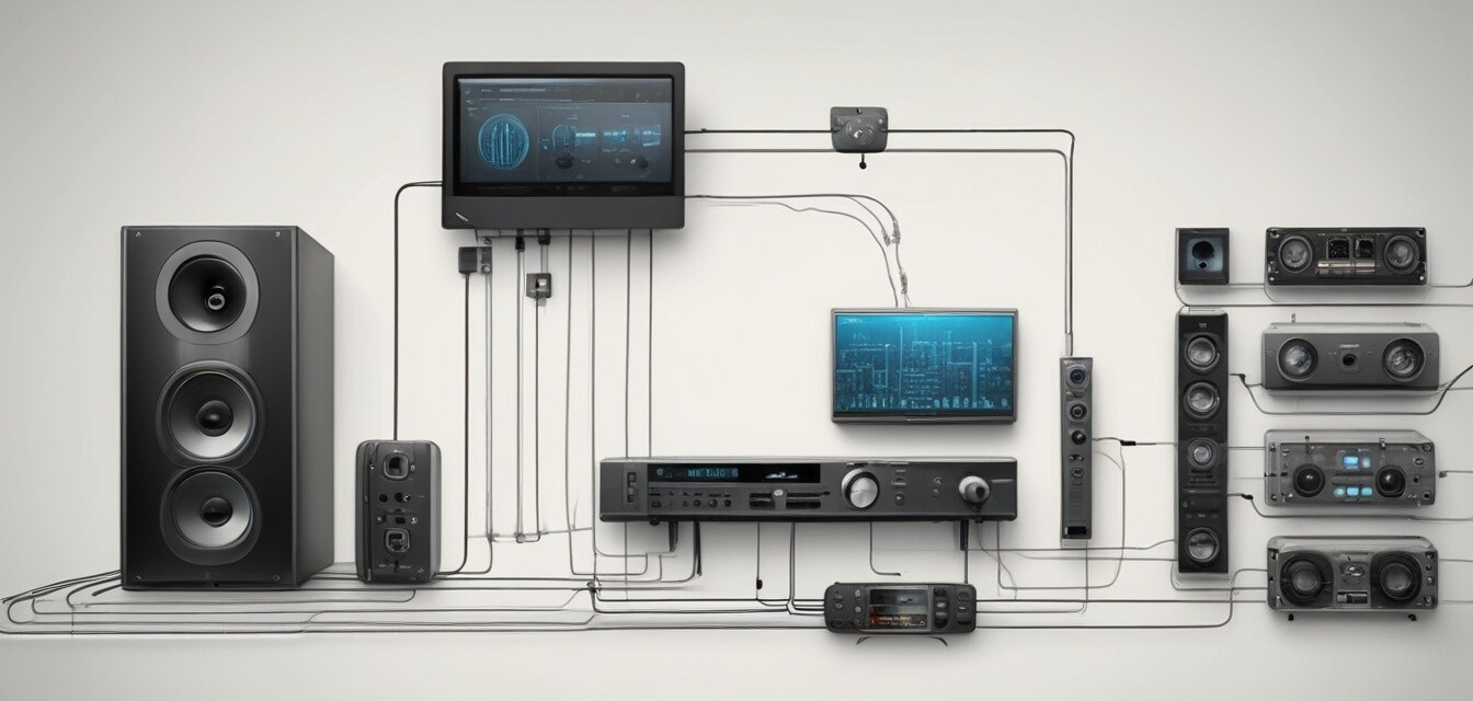 Diagramm eines vernetzten Audiosystems mit verschiedenen Smart Geräten